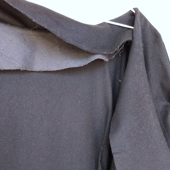 Vintage Black Dress with Fur Cuffs 38.25"B 50s 60s Retro Glamor Wide Neckline - Picture 14 of 16